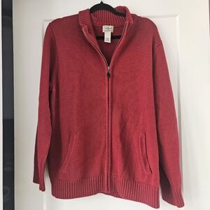 L.L. Bean Red Zip Up Sweater